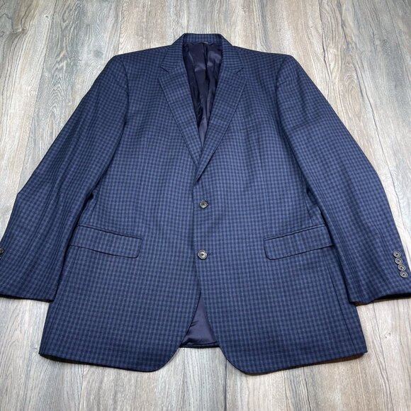 Brooks Brothers Saxxon 1818 Fitzgerald Fit Wool Blazer Navy Blue Men's 44L - Picture 1 of 16